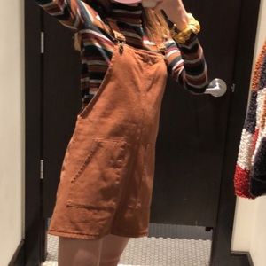 Orange Corduroy Overall Dress